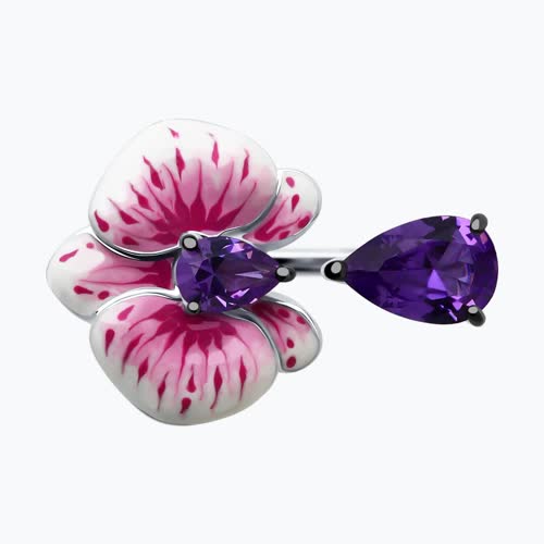 Кольцо из серебра с ситаллами и эмалью из серебро — вид 2