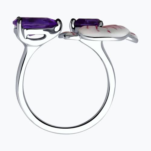 Кольцо из серебра с ситаллами и эмалью из серебро — вид 3