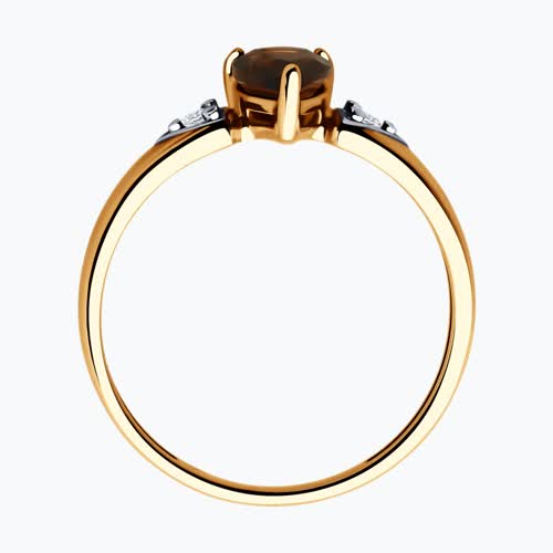 Кольцо из золочёного серебра с раухтопазом и фианитами из серебро — вид 3