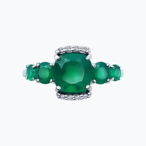 Кольцо из серебра с агатами и фианитами из серебро — вид 2