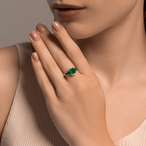 Кольцо из серебра с агатами и фианитами из серебро — вид 4