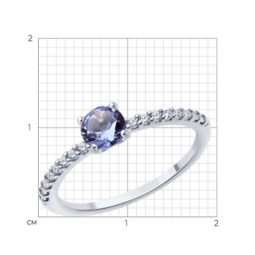 Кольцо из серебра с ситаллом и фианитами из серебро — вид 5