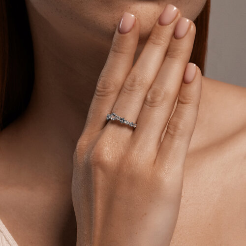 Кольцо из серебра с топазами и фианитами из родированное серебро — вид 2