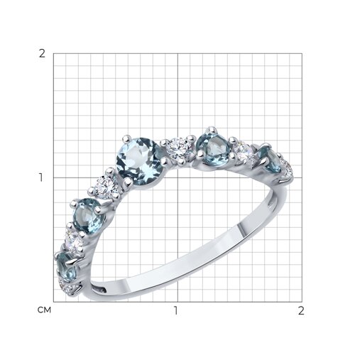 Кольцо из серебра с топазами и фианитами из родированное серебро — вид 3