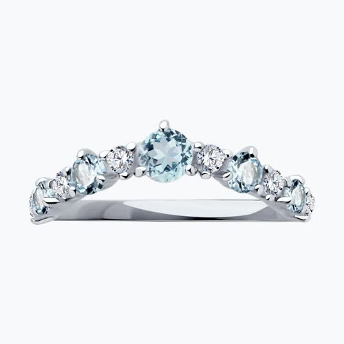 Кольцо из серебра с топазами и фианитами из родированное серебро — вид 4