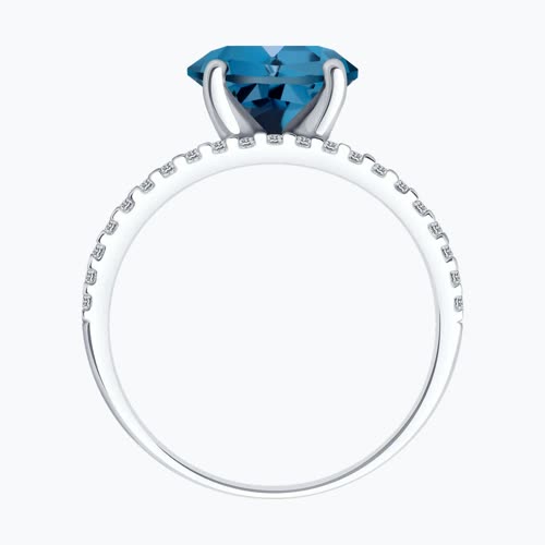 Кольцо из серебра с ситаллом и фианитами из серебро — вид 3