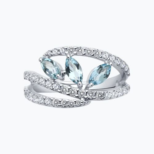 Кольцо из серебра с топазами и фианитами из серебро — вид 2