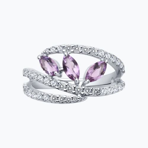 Кольцо из серебра с аметистами и фианитами из серебро — вид 2
