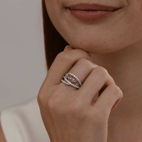 Кольцо из серебра с аметистами и фианитами из серебро — вид 4