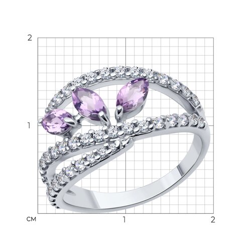 Кольцо из серебра с аметистами и фианитами из серебро — вид 5