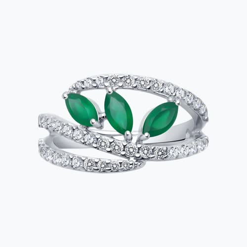 Кольцо из серебра с агатами и фианитами из серебро — вид 2