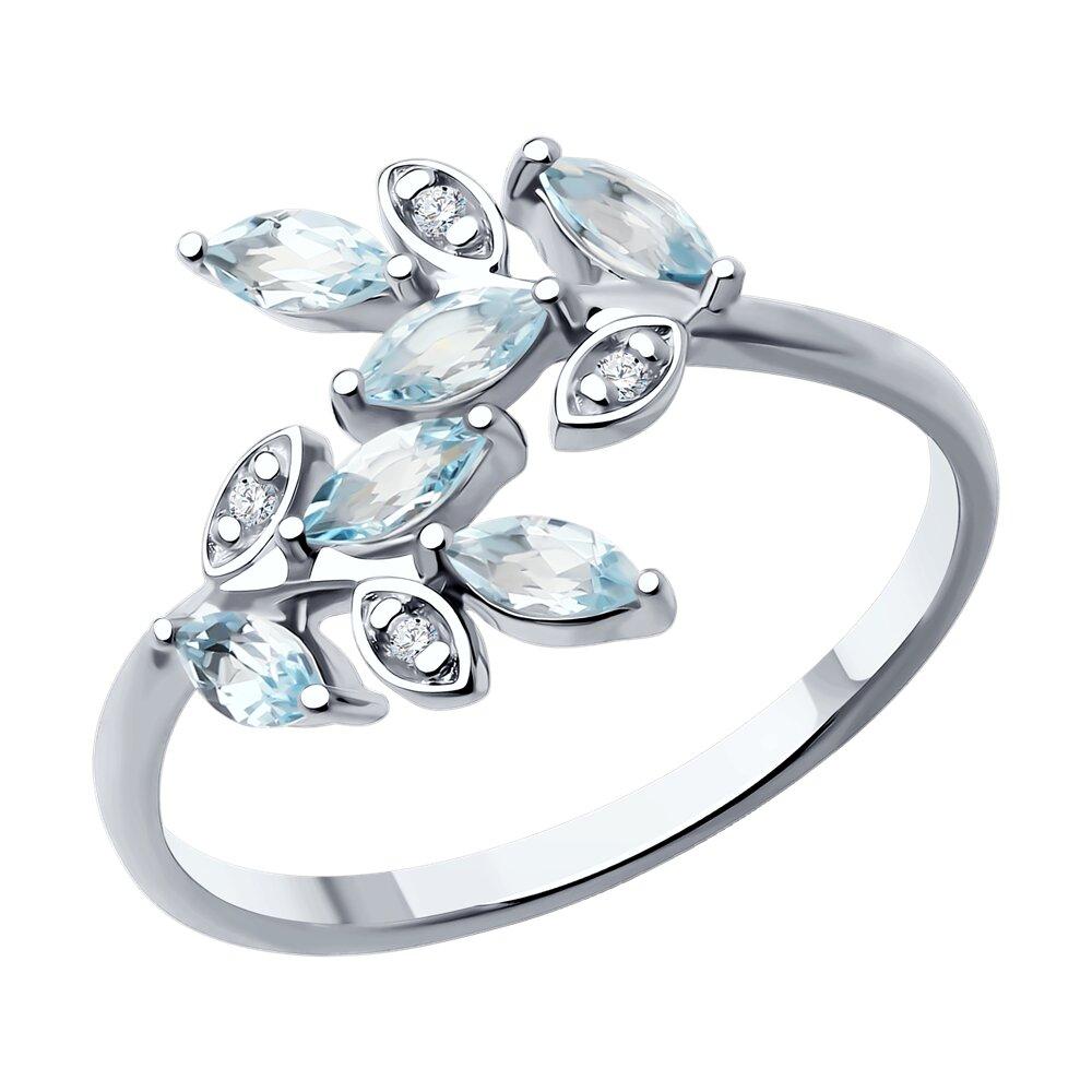 Кольцо из серебра с топазами и фианитами - видео на модели