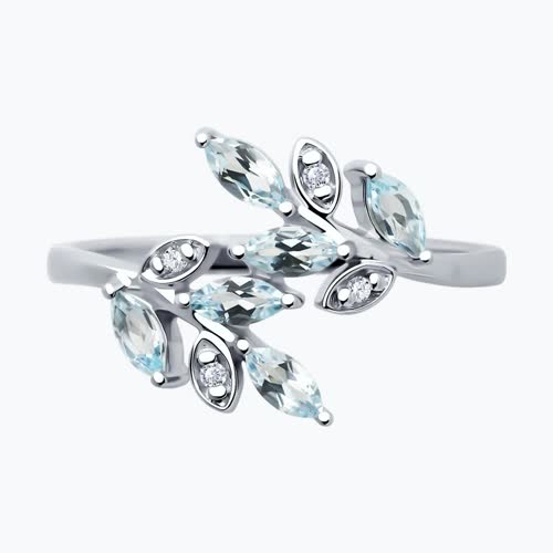 Кольцо из серебра с топазами и фианитами из серебро — вид 2