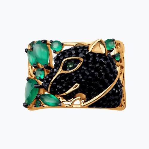 Кольцо из золочёного серебра с агатами и фианитами из серебро — вид 2