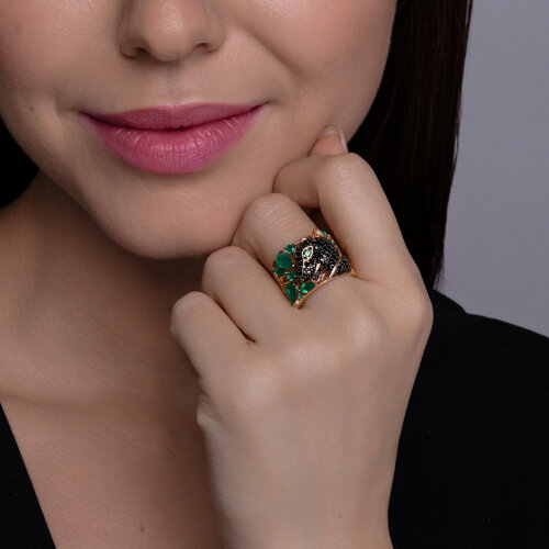 Кольцо из золочёного серебра с агатами и фианитами из серебро — вид 3