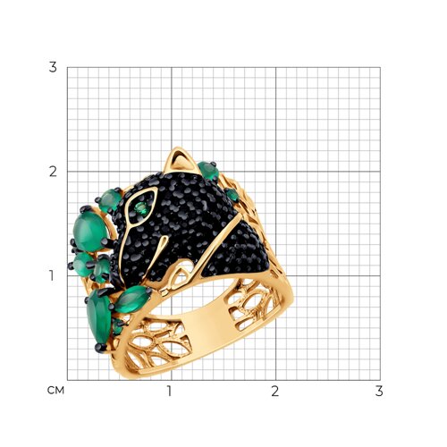 Кольцо из золочёного серебра с агатами и фианитами из серебро — вид 4