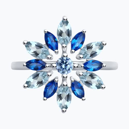 Кольцо из серебра с топазами и фианитами из серебро — вид 2