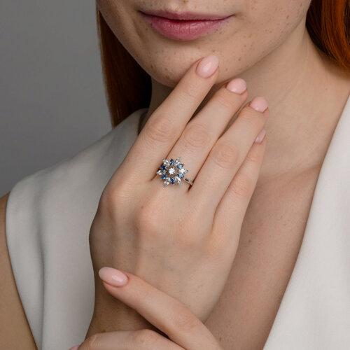 Кольцо из серебра с топазами и фианитами из серебро — вид 4