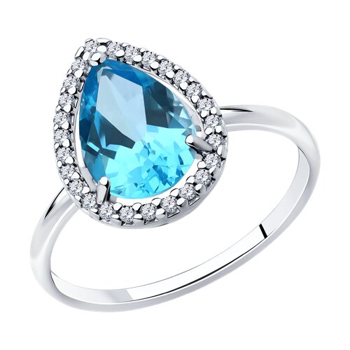 Кольцо из серебра с топазом и фианитами из серебро