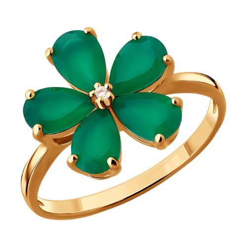 Кольцо из золочёного серебра с агатами и топазом из серебро