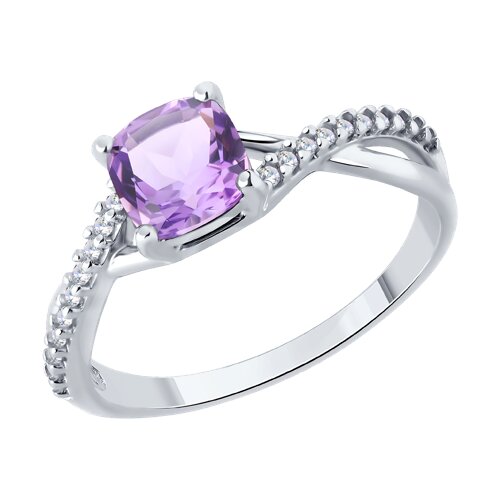 Кольцо из серебра с аметистом и фианитами - видео