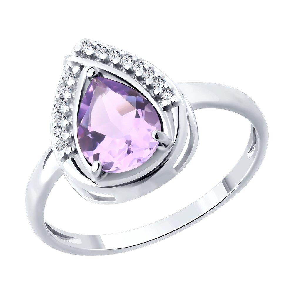 Кольцо из серебра с аметистом и фианитами - видео на модели