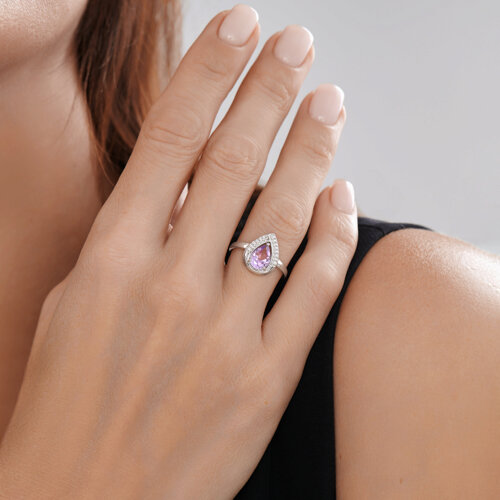 Кольцо из серебра с аметистом и фианитами из серебро — вид 4