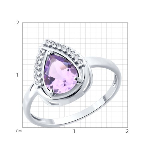 Кольцо из серебра с аметистом и фианитами из серебро — вид 5