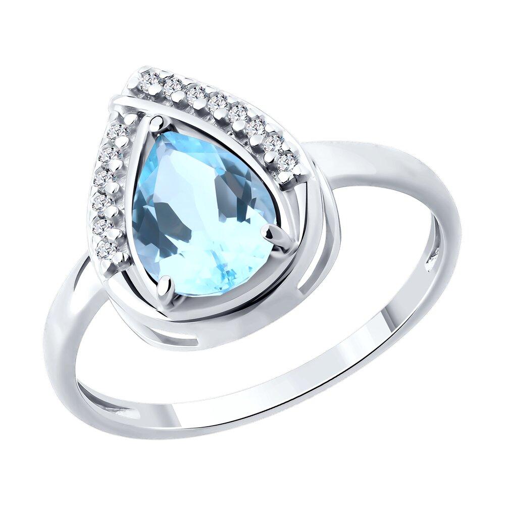 Кольцо из серебра с топазом и фианитами - видео на модели