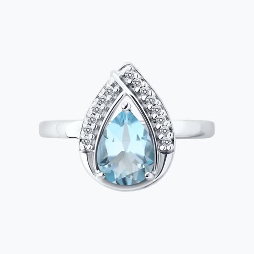 Кольцо из серебра с топазом и фианитами из серебро — вид 2