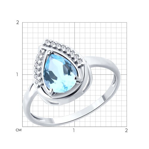 Кольцо из серебра с топазом и фианитами из серебро — вид 5