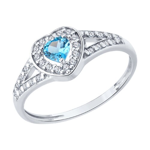 Кольцо из серебра с топазом и фианитами из серебро