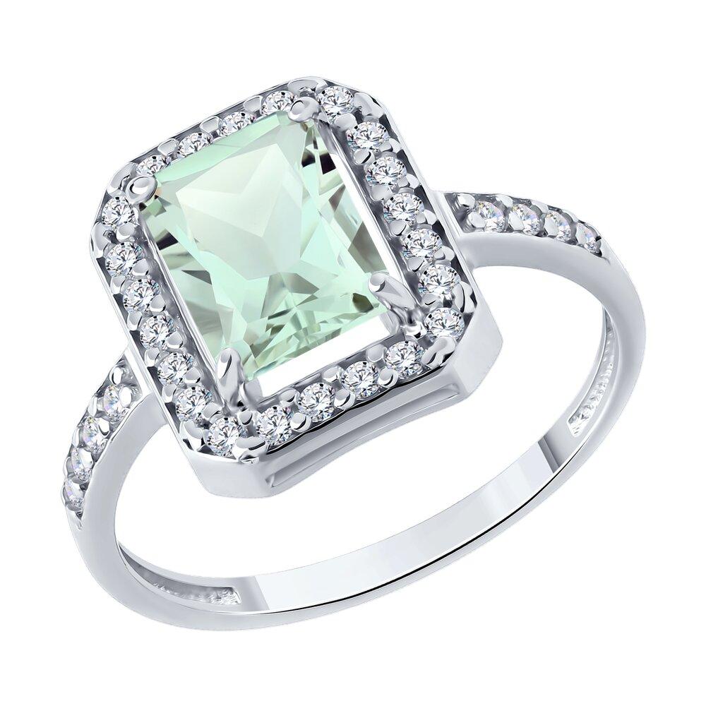 Кольцо из серебра с празиолитом и фианитами - видео на модели