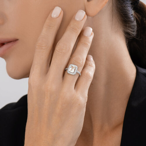 Кольцо из серебра с празиолитом и фианитами из серебро — вид 3