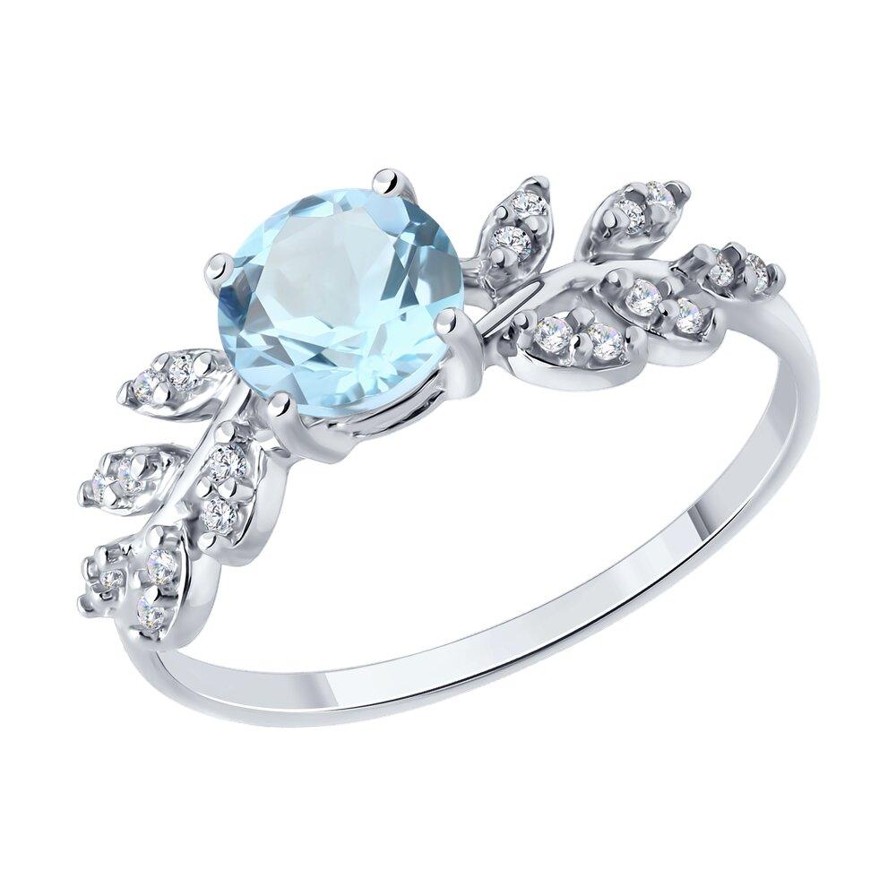 Кольцо из серебра с топазом и фианитами - видео на модели