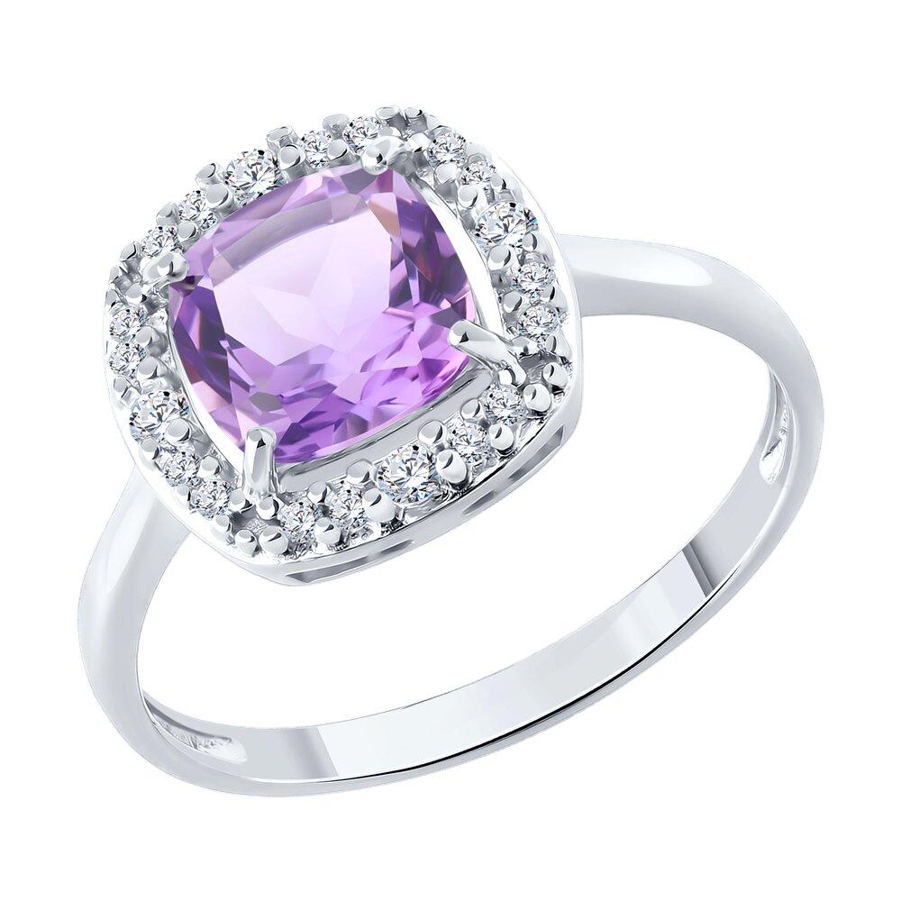 Кольцо из серебра с аметистом и фианитами - видео на модели