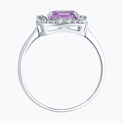 Кольцо из серебра с аметистом и фианитами из серебро — вид 3