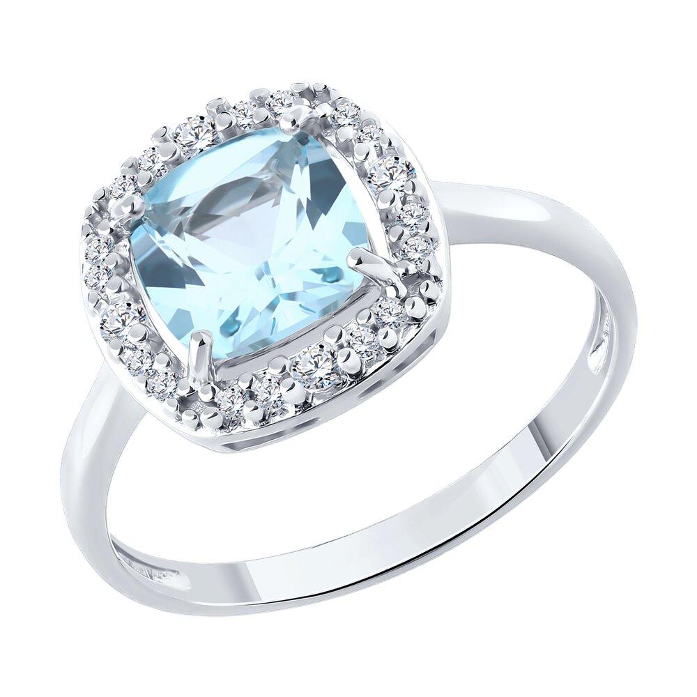 Кольцо из серебра с топазом и фианитами - видео на модели