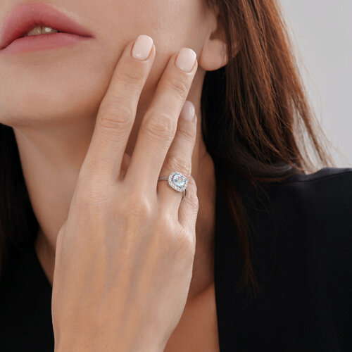 Кольцо из серебра с топазом и фианитами из серебро — вид 4