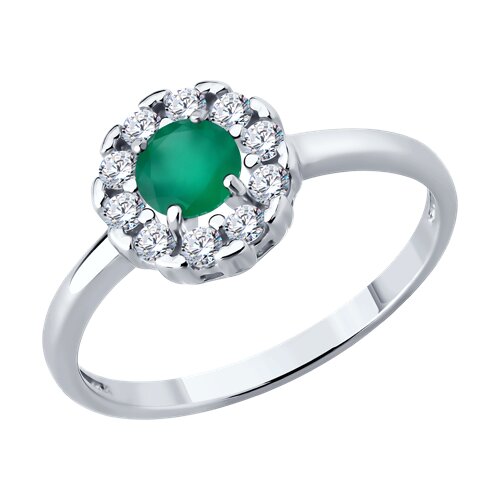 Кольцо из серебра с агатом и фианитами из серебро