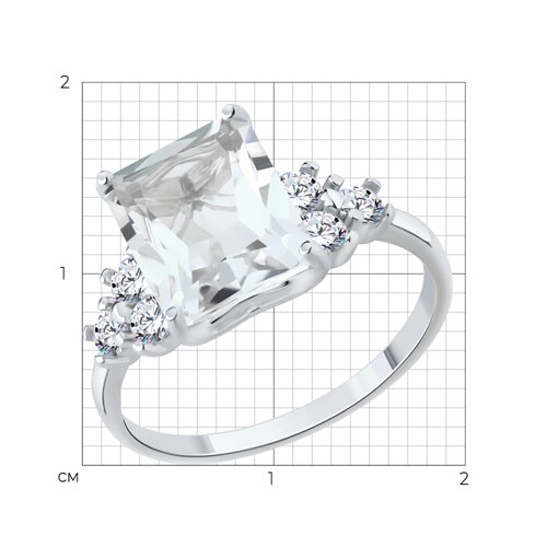 Кольцо из серебра с горным хрусталем и фианитами из серебро — вид 5