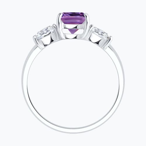Кольцо из серебра с аметистом и фианитами из серебро — вид 3