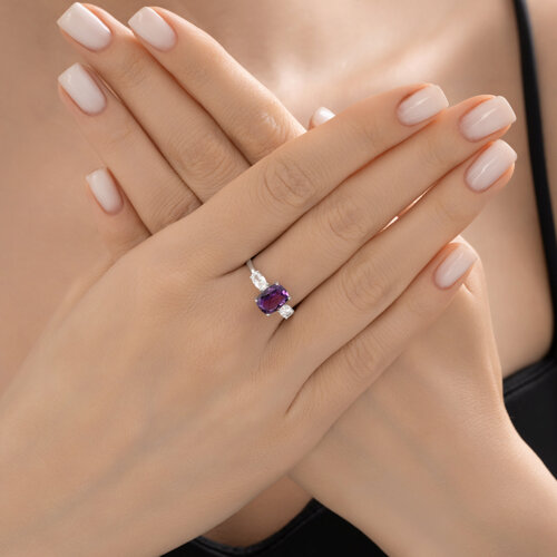 Кольцо из серебра с аметистом и фианитами из серебро — вид 4