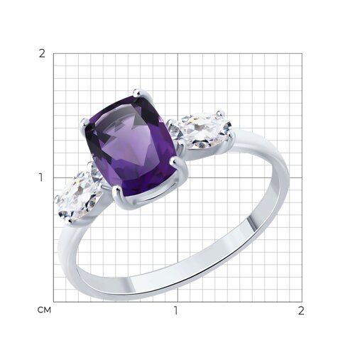 Кольцо из серебра с аметистом и фианитами из серебро — вид 6