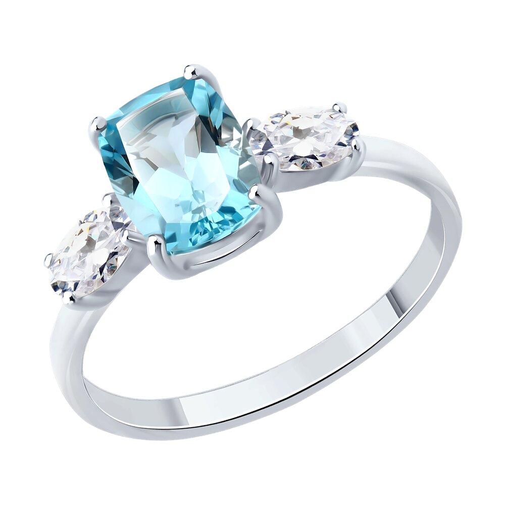 Кольцо из серебра с топазом и фианитами - видео на модели