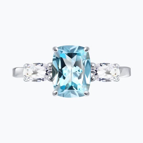 Кольцо из серебра с топазом и фианитами из серебро — вид 2