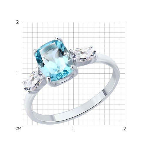 Кольцо из серебра с топазом и фианитами из серебро — вид 6