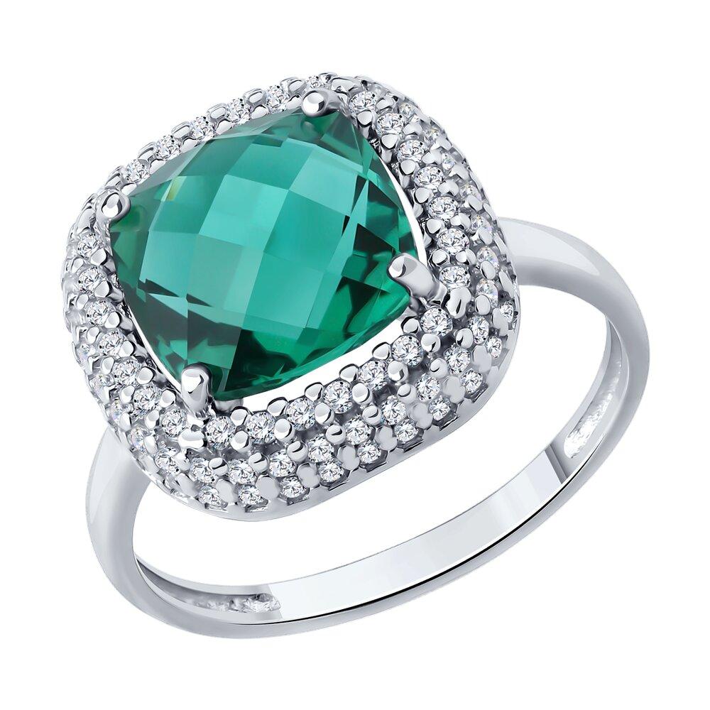 Кольцо из серебра с кварцем и фианитами - видео на модели