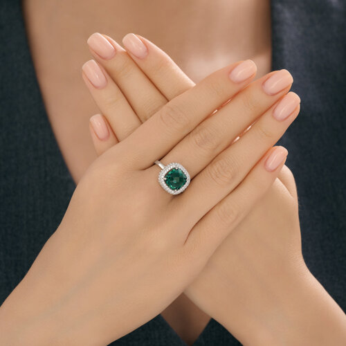 Кольцо из серебра с кварцем и фианитами из серебро — вид 3