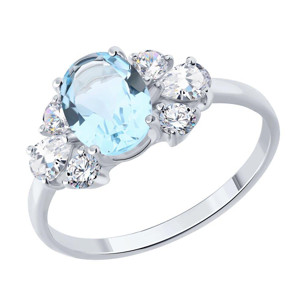 Кольцо из серебра с топазом и фианитами - видео на модели